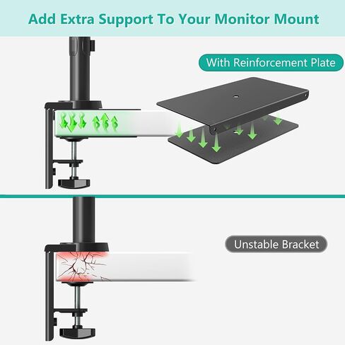 WALI Monitor Mount Reinforcement Plate for Thin, Glass, and Other Fragile Table Tops, with Most Monitor Bracket Grommet C Clamp Installation (CGRP-B), Black in Saudi Arabia