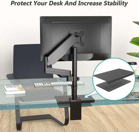 WALI Monitor Mount Reinforcement Plate for Thin, Glass, and Other Fragile Table Tops, with Most Monitor Bracket Grommet C Clamp Installation (CGRP-B), Black in Saudi Arabia
