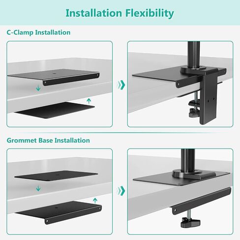 WALI Monitor Mount Reinforcement Plate for Thin, Glass, and Other Fragile Table Tops, with Most Monitor Bracket Grommet C Clamp Installation (CGRP-B), Black in Saudi Arabia