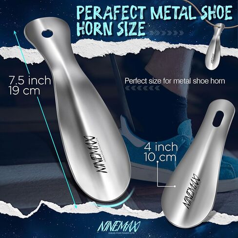 ناينماكس لبوق حذاء صغير معدني، 2 قرن حذاء للسفر مقاس 7.5 بوصة مع 1 قرن حذاء صغير للأطفال، مساعد حذاء فولاذي للرجال والنساء وكبار السن (عبوة من 3 قطع) in Kuwait