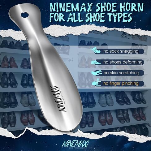 ناينماكس لبوق حذاء صغير معدني، 2 قرن حذاء للسفر مقاس 7.5 بوصة مع 1 قرن حذاء صغير للأطفال، مساعد حذاء فولاذي للرجال والنساء وكبار السن (عبوة من 3 قطع) in Kuwait