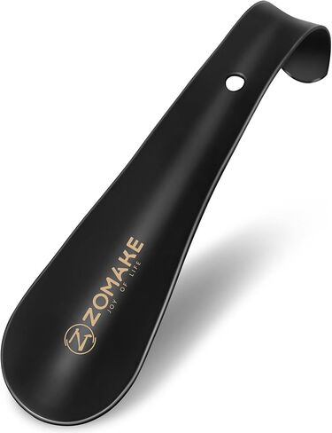 ZOMAKE Small Shoe Horn Metal Shoehorn 5.9 inch - Travel Shoe Horns for Seniors - Stainless Steel Shoe Horn Comfortable Handle with Hook(1 Pcs Black) in Saudi Arabia