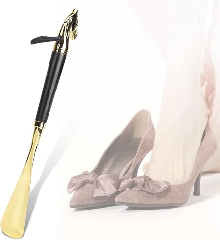 Zerodis Lifter Universal Long Beech، معدن لبيسة حذاء بمقبض طويل جدًا للرجال والأطفال والنساء أثناء الحمل (أسود 32 سم رأس حصان) in Saudi Arabia