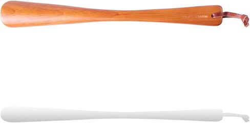 VALENTINO GAREMI Shoehorn Long Handle – 14 inches Genuine Rubberwood Carved with String – All Adults Shoes Slips on Saver & Seniors Back Bending Assist – Made in India in Kuwait