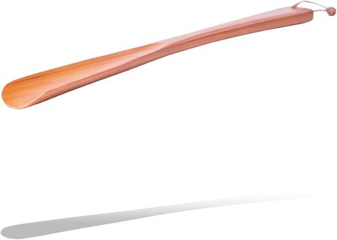 VALENTINO GAREMI Shoehorn Long Handle – 14 inches Genuine Rubberwood Carved with String – All Adults Shoes Slips on Saver & Seniors Back Bending Assist – Made in India in Kuwait
