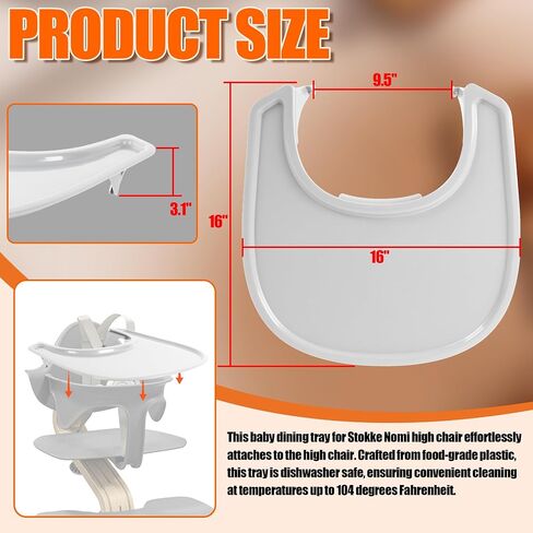 LuQiBabe Baby High Chair Tray Competible with Stokke Nomi High Chair with Smooth Surface and Strong Suction Power Dining Tray for Stokke Nomi High Chair Food-Grade Plastic and Dishwasher-Safe - White in Saudi Arabia