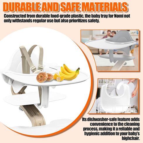 LuQiBabe Baby High Chair Tray Competible with Stokke Nomi High Chair with Smooth Surface and Strong Suction Power Dining Tray for Stokke Nomi High Chair Food-Grade Plastic and Dishwasher-Safe - White in Saudi Arabia