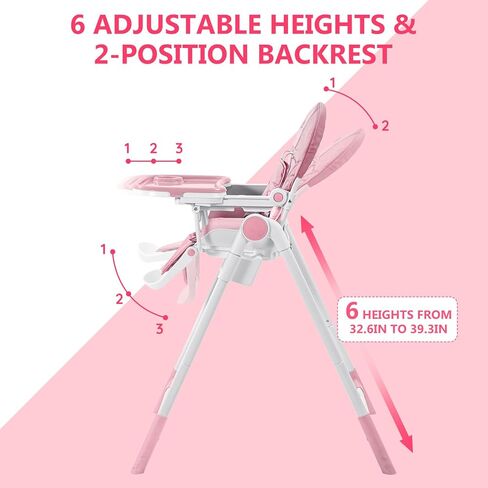 Sejoy High Chair, 3-in-1 High Chairs for Babies and Toddlers, Five Point Seat Belt, with Detachable Wheels & Tray, Adjustable Height & Recline& Footrest Multifunctional Infant Highchairs (Grey) in Kuwait