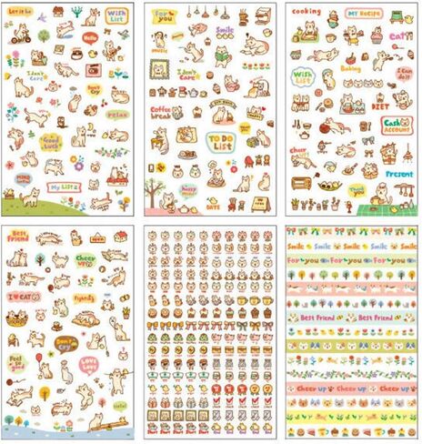 36 Sheet Cute Cartoon Cat Transparent Calendar Diary Book Sticker Scrapbook Planner Decoration, Planner Stickers Value Pack in Saudi Arabia