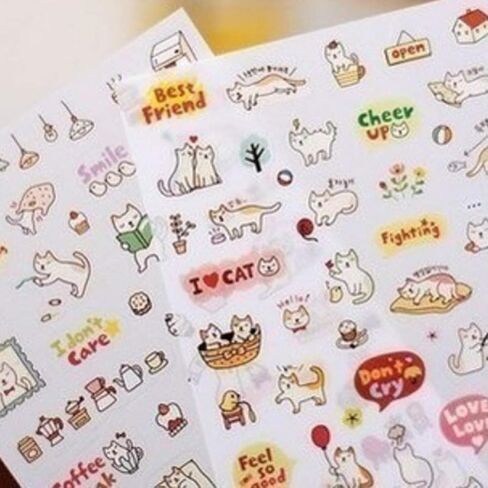 36 Sheet Cute Cartoon Cat Transparent Calendar Diary Book Sticker Scrapbook Planner Decoration, Planner Stickers Value Pack in Saudi Arabia