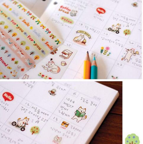 36 Sheet Cute Cartoon Cat Transparent Calendar Diary Book Sticker Scrapbook Planner Decoration, Planner Stickers Value Pack in Saudi Arabia