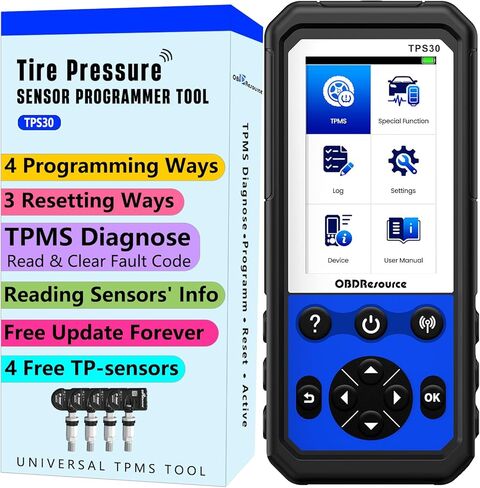 مبرمج أداة برمجة TPMS العالمية مع 4 أجهزة استشعار مجانية للإطارات، أداة تشخيص TPMS، أداة قارئ TPMS، أداة إعادة تعيين TPMS، أداة إعادة تعلم TPMS، أداة نظام مراقبة ضغط الإطارات 4 في 1 in Kuwait