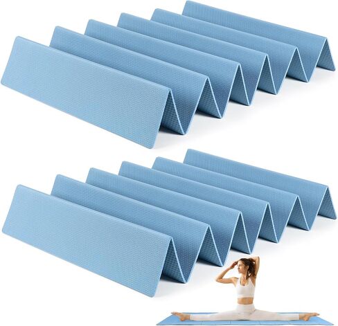 Drydiet 2 Pack Foldable Yoga Mat 4mm Thick 72 x 24 Inches Pilates Mat Foldable Easy to Carry to Class Beach Park Travel Picnics Folding Exercise Mat Portable Workout Mat for Home in Saudi Arabia