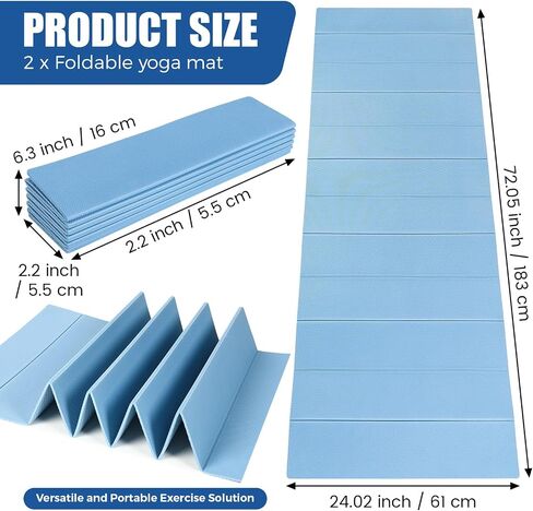Drydiet 2 Pack Foldable Yoga Mat 4mm Thick 72 x 24 Inches Pilates Mat Foldable Easy to Carry to Class Beach Park Travel Picnics Folding Exercise Mat Portable Workout Mat for Home in Saudi Arabia