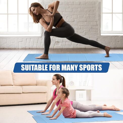 Drydiet 2 Pack Foldable Yoga Mat 4mm Thick 72 x 24 Inches Pilates Mat Foldable Easy to Carry to Class Beach Park Travel Picnics Folding Exercise Mat Portable Workout Mat for Home in Saudi Arabia