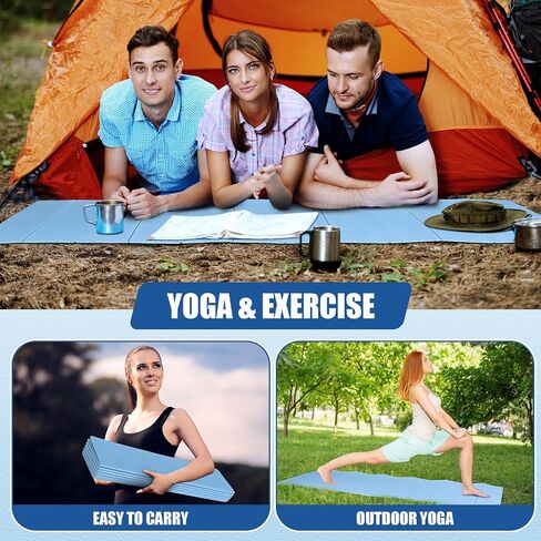 Drydiet 2 Pack Foldable Yoga Mat 4mm Thick 72 x 24 Inches Pilates Mat Foldable Easy to Carry to Class Beach Park Travel Picnics Folding Exercise Mat Portable Workout Mat for Home in Saudi Arabia