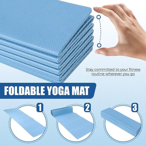 Drydiet 2 Pack Foldable Yoga Mat 4mm Thick 72 x 24 Inches Pilates Mat Foldable Easy to Carry to Class Beach Park Travel Picnics Folding Exercise Mat Portable Workout Mat for Home in Saudi Arabia