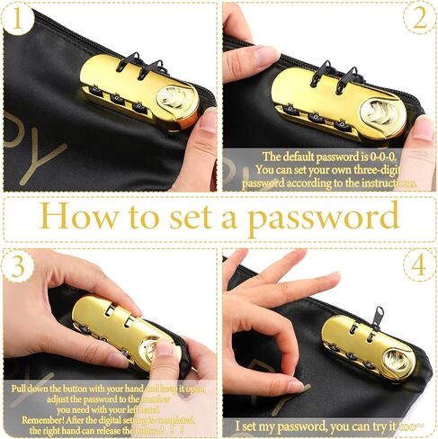 Saintrygo 2 Pack Combination Lock Notary Bags, Black and Gold, 9.8 x 13 Inches in Saudi Arabia