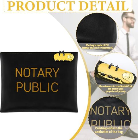 Saintrygo 2 Pack Combination Lock Notary Bags, Black and Gold, 9.8 x 13 Inches in Saudi Arabia
