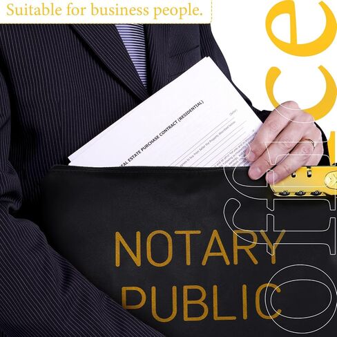 Saintrygo 2 Pack Combination Lock Notary Bags, Black and Gold, 9.8 x 13 Inches in Saudi Arabia