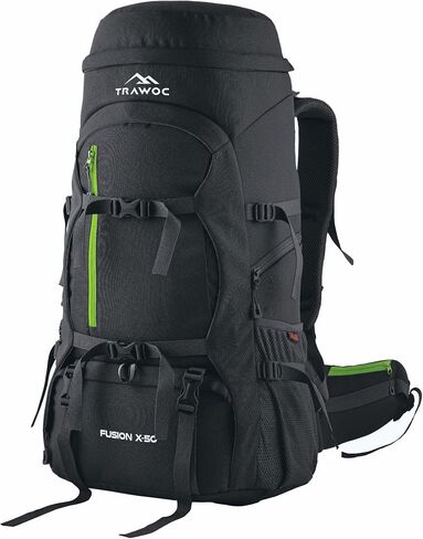 50 L Internal Frame Hiking Front & Top Loading Rucksack with Water Proof Rain Cover & Shoe Compartment, Grey SHK018 in Saudi Arabia