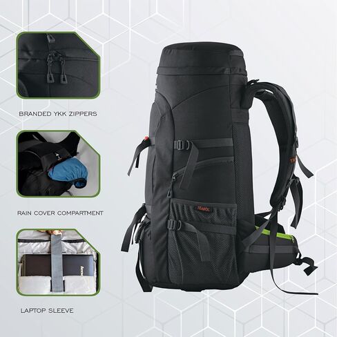 50 L Internal Frame Hiking Front & Top Loading Rucksack with Water Proof Rain Cover & Shoe Compartment, Grey SHK018 in Saudi Arabia