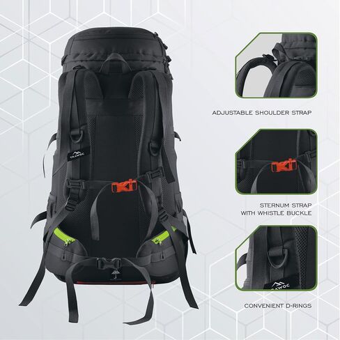 50 L Internal Frame Hiking Front & Top Loading Rucksack with Water Proof Rain Cover & Shoe Compartment, Grey SHK018 in Saudi Arabia