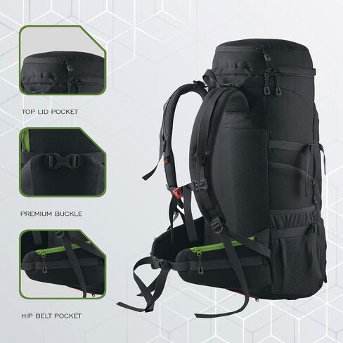 50 L Internal Frame Hiking Front & Top Loading Rucksack with Water Proof Rain Cover & Shoe Compartment, Grey SHK018 in Saudi Arabia