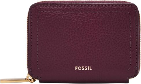 Fossil Women's Logan LiteHide™ Leather RFID Blocking Zip Around Card Case Wallet, Amethyst (Model: SL10045519) in Saudi Arabia