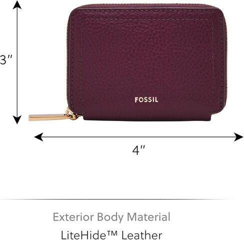 Fossil Women's Logan LiteHide™ Leather RFID Blocking Zip Around Card Case Wallet, Amethyst (Model: SL10045519) in Saudi Arabia