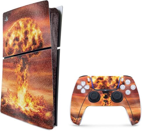 MightySkins Glossy Glitter Skin Compatible with Playstation 5 Slim Digital Edition Bundle - Fallout | Protective, Durable High-Gloss Glitter Finish | Easy to Apply | Made in The USA in Saudi Arabia