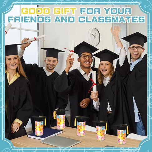 36 Pcs Graduation Party Supplies Graduation Cap Candy Jars Set for Kindergarten Cute Plastic Container with Gold Tassel and Bow Fillable Candy Jar for Craft DIY Gifts Congrats Graduate Party Favor in Saudi Arabia