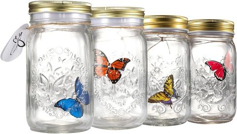 Fangfang LED Lamp Romantic Glass Animated Butterfly Jar Gift Decoration (Blue) in Saudi Arabia