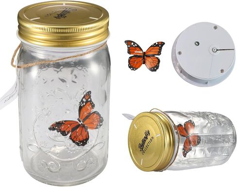 Fangfang LED Lamp Romantic Glass Animated Butterfly Jar Gift Decoration (Blue) in Saudi Arabia