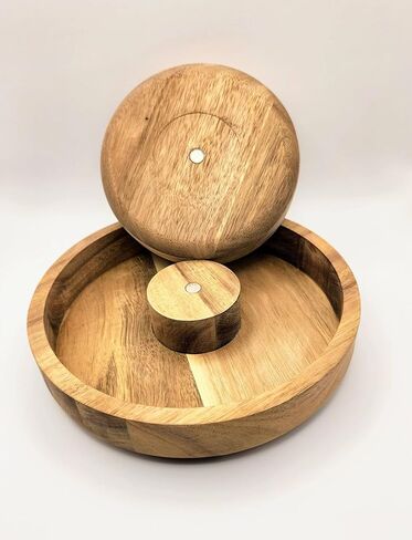 Simply Stated Company Pistachio Bowl with Shell Storage – Teak Wood - Nut Bowl with Shell Holder – Magnetic Hold, Double Bowl with Pedestal – Unique Pistachio Gifts and Snack Bowl in Saudi Arabia