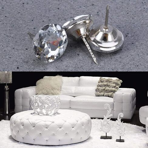 25mm/1inch Diamond Upholstery Nails Crystal Upholstery Tacks Crystal Upholstery Buttons for Sofa Headboard Furniture Tacks Wall Decor 20pcs in Saudi Arabia