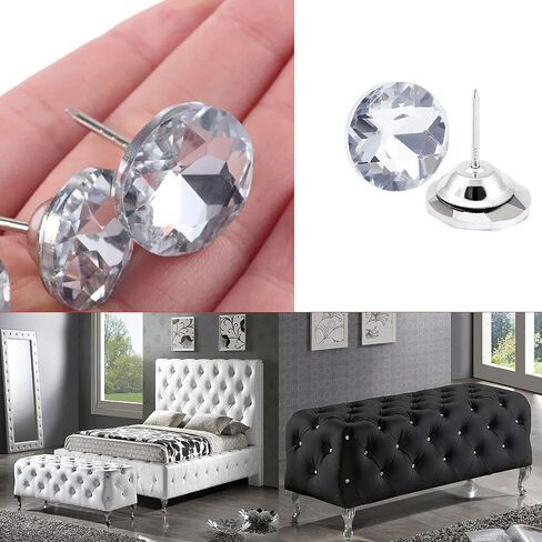 25mm/1inch Diamond Upholstery Nails Crystal Upholstery Tacks Crystal Upholstery Buttons for Sofa Headboard Furniture Tacks Wall Decor 20pcs in Saudi Arabia