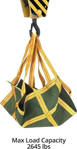 QWORK Heavy-Duty Canvas Cargo Lifting Pad Net - 3.28ft x 3.28ft Reinforced Handle Lifting Net for Construction, Logistics, and Transport, 2645lbs Load Capacity, Non-Slip Material in Saudi Arabia