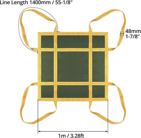 QWORK Heavy-Duty Canvas Cargo Lifting Pad Net - 3.28ft x 3.28ft Reinforced Handle Lifting Net for Construction, Logistics, and Transport, 2645lbs Load Capacity, Non-Slip Material in Saudi Arabia
