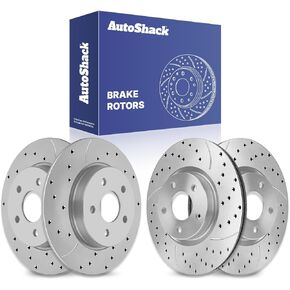استبدال دوارات الفرامل الأمامية والخلفية المحفورة والمشقوقة من AutoShack لـ 2012-2018 Ford Focus 1.0L 2.0L FWD مجموعة مكونة من 4 قطع مطلية باللون الأسود من NightGuard in Saudi Arabia