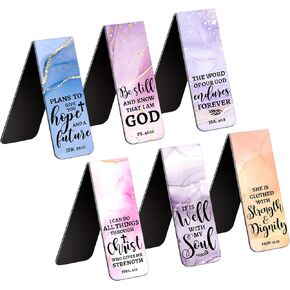 6 Pieces Bookmark, Bible Verse Magnetic Bookmarks for Women Men Book Lovers, Pastel Design Religious Scripture Book Accessories Bookmaker, Christian Gifts for Reading Lovers 1 in Saudi Arabia