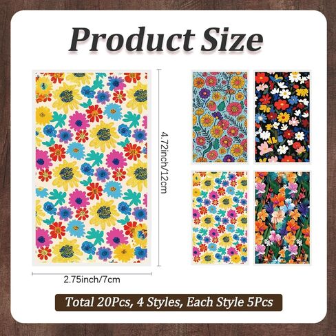 CRASPIRE 20Pcs 4 Styles Polymer Clay Transfer Paper Boho Moon Sun Star Flower Underglaze Ceramics Texture Water Transfer Sheets 4.7x2.8 Inch Porcelain Decals for Jewelry Making Earrings DIY Art Crafts in Kuwait