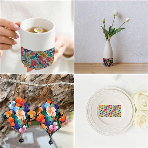 CRASPIRE 20Pcs 4 Styles Polymer Clay Transfer Paper Boho Moon Sun Star Flower Underglaze Ceramics Texture Water Transfer Sheets 4.7x2.8 Inch Porcelain Decals for Jewelry Making Earrings DIY Art Crafts in Kuwait