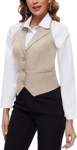 سترة نسائية من MINTILIMIT برقبة رسن وزر أمامي وصدرية كلاسيكية سترات سهرة قصيرة أنيقة مع جيوب in Kuwait