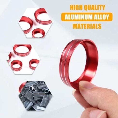 Central Console AC Volume Knob Button Switch Cover Trim Fit for Chevrolet Corvette C7 2014-2019 Aluminum Alloy Air Conditioner Knob Adjustment Cover-4pcs, Red in Saudi Arabia