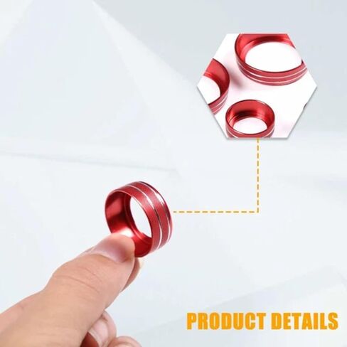 Central Console AC Volume Knob Button Switch Cover Trim Fit for Chevrolet Corvette C7 2014-2019 Aluminum Alloy Air Conditioner Knob Adjustment Cover-4pcs, Red in Saudi Arabia