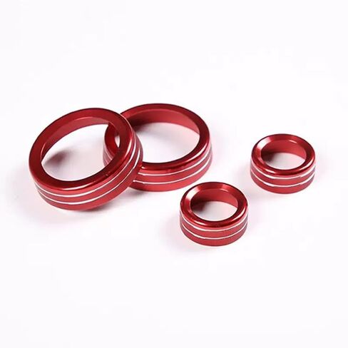 Central Console AC Volume Knob Button Switch Cover Trim Fit for Chevrolet Corvette C7 2014-2019 Aluminum Alloy Air Conditioner Knob Adjustment Cover-4pcs, Red in Saudi Arabia
