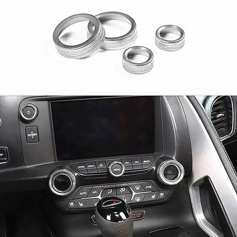 Central Console AC Volume Knob Button Switch Cover Trim Fit for Chevrolet Corvette C7 2014-2019 Aluminum Alloy Air Conditioner Knob Adjustment Cover-4pcs, Red in Saudi Arabia