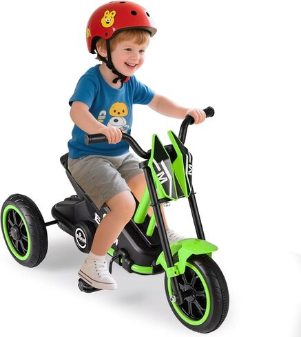 BABY JOY Kids Tricycle, 3-Wheel Toddler Bike with Foot Pedals, Forward/Backward, Toddler Tricycle Ride on Trike with Steering Handlebars, Toy Gift for Boys Girls Aged 3+ (Green) in Saudi Arabia
