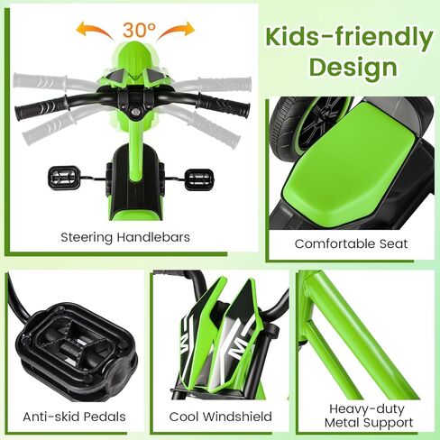 BABY JOY Kids Tricycle, 3-Wheel Toddler Bike with Foot Pedals, Forward/Backward, Toddler Tricycle Ride on Trike with Steering Handlebars, Toy Gift for Boys Girls Aged 3+ (Green) in Saudi Arabia